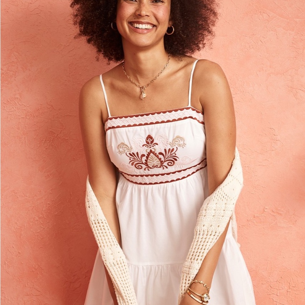 Tatum Embroidered Bow Back Mini Dress